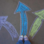 photo of someone standing in front of three chalk painted arrows - switching addictions - breakaway hired power
